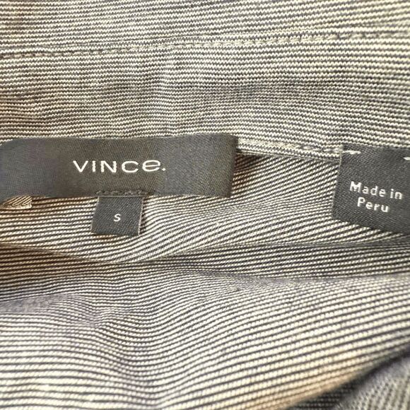 Vince Men's Pinstriped Collared Short Sleeve Golf Polo Shirt Black White Small - Picture 3 of 7